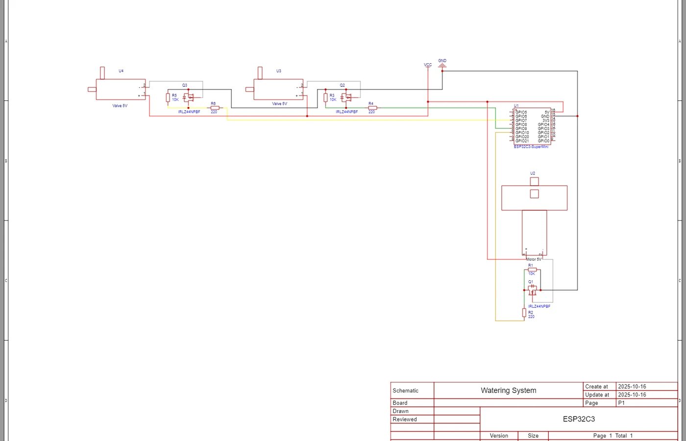 Schemat elektroniczny modułu nawadniania FloraCue